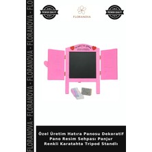 Floranova Özel Üretim Hatıra Panosu Dekoratif Pano Resim Sehpası Panjur Renkli Karatahta Tripod Standlı