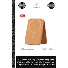 Floranova Xo LP04 Airtag Uyumlu Magsafe Katlanabilir Kartlık Akıllı Aksesuar Taşınabilir Cüzdan Manyetik Stant
