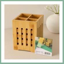 Bşk Virgo Ahşap Bambu 4 Bölmeli Kaşıklık Organizer (11X11 Cm, Pencereli) BSK2026