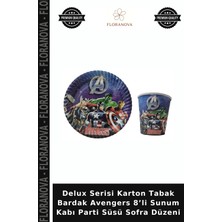 Floranova Delux Serisi Karton Tabak Bardak Avengers 8’li Sunum Kabı Parti Süsü Sofra Düzeni
