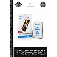 Floranova Kuzoom iPhone Duo Uyumlu 10'lu Hd Şeffaf Temperli Cam Telefon Camı Cihaz Koruma Ekran Aksesuarı