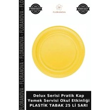 Floranova Delux Serisi Pratik Kap Yemek Servisi Okul Etkinliği Plastik Tabak 25 Li Sarı