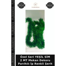 Floranova Özel Seri Yeşil Sim 2 mt Mekan Dekoru Parıltılı Ip Renkli Şerit