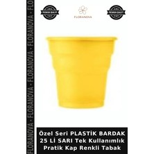 Floranova Özel Seri Plastik Bardak 25 Li Sarı Tek Kullanımlık Pratik Kap Renkli Tabak