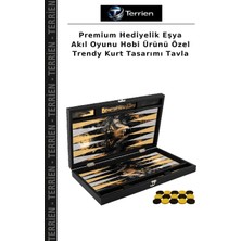 Terrien Premium Hediyelik Eşya Akıl Oyunu Hobi Ürünü Özel Trendy Kurt Tasarımı Tavla