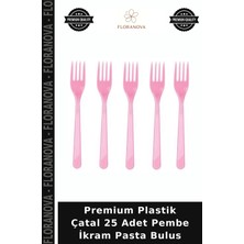 Floranova Premium Plastik Çatal 25 Adet Pembe Ikram Pasta Bulus