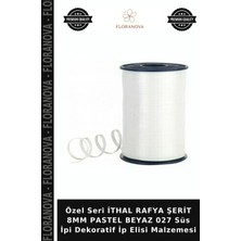 Floranova Özel Seri Ithal Rafya Şerit 8mm Pastel Beyaz 027 Süs Ipi Dekoratif Ip Elisi Malzemesi