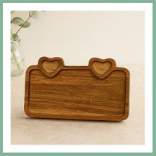 Bşk Virgo Akasya Ahşap Servis Tepsisi 25X14 cm (Kulplu, Kalp Bölmeli) BSK2026