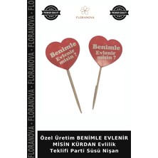Floranova Özel Üretim Benimle Evlenir Misin Kürdan Evlilik Teklifi Parti Süsü Nişan