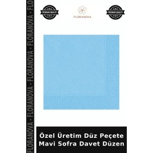 Floranova Özel Üretim Düz Peçete Mavi Sofra Davet Düzen