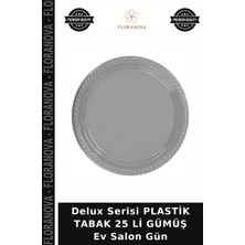 Floranova Delux Serisi Plastik Tabak 25 Li Gümüş Ev Salon Gün