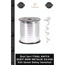 Floranova Özel Seri Ithal Rafya Şerit 8mm Metalik Silver 034 Sanat Detay Sanatsal
