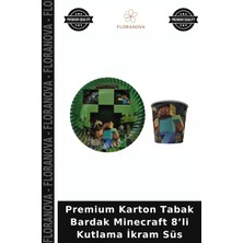 Floranova Premium Karton Tabak Bardak Minecraft 8’li Kutlama Ikram Süs