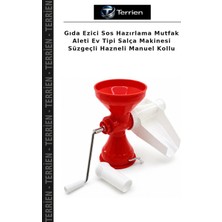Terrien Gıda Ezici Sos Hazırlama Mutfak Aleti Ev Tipi Salça Makinesi Süzgeçli Hazneli Manuel Kollu