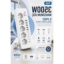 Vionna 5'li Akım Korumalı Priz, 4 Usb-A ve 5 Type-C Çıkışlı, 2 Metre Kablolu