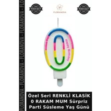 Floranova Özel Seri Renkli Klasik 0 Rakam Mum Sürpriz Parti Süsleme Yaş Günü
