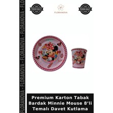 Floranova Premium Karton Tabak Bardak Minnie Mouse 8’li Temalı Davet Kutlama