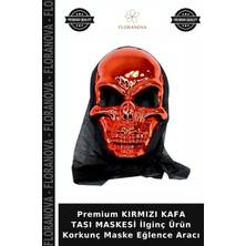 Floranova Premium Kırmızı Kafa Tası Maskesi Ilginç Ürün Korkunç Maske Eğlence Aracı