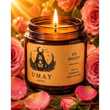 Tr Gül Kokulu Mum -%100 Doğal Soya Wax Amber Kavanoz Aromaterapi Mum - 100 cc