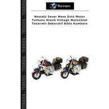 Terrien Nostalji Sever Masa Üstü Motor Tutkunu Klasik Vintage Motosiklet Tasarımlı Dekoratif Biblo Kumbara