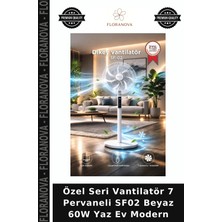 Floranova Özel Seri Vantilatör 7 Pervaneli SF02 Beyaz 60W Yaz Ev Modern
