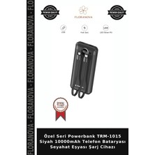 Floranova Özel Seri Powerbank TRM-1015 Siyah 10000MAH Telefon Bataryası Seyahat Eşyası Şarj Cihazı