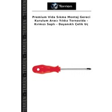 Terrien Premium Vida Sıkma Montaj Gereci Kurulum Aracı Yıldız Tornavida - Kırmızı Saplı - Dayanıklı Çelik Uç