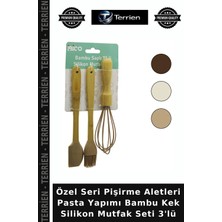 Terrien Özel Seri Pişirme Aletleri Pasta Yapımı Bambu Kek Silikon Mutfak Seti 3'lü