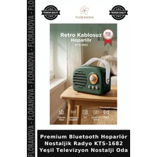 Floranova Premium Bluetooth Hoparlör Nostaljik Radyo KTS-1682 Yeşil Televizyon Nostalji Oda