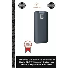 Floranova TRM-1013 10.000 Mah Powerbank Siyah 22.5W Seyahat Bataryası Pratik Şarj Günlük Kullanım