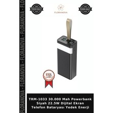 Floranova TRM-1033 30.000 Mah Powerbank Siyah 22.5W Dijital Ekran Telefon Bataryası Yedek Enerji