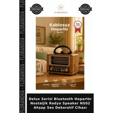 Floranova Delux Serisi Bluetooth Hoparlör Nostaljik Radyo Speaker NS02 Ahşap Ses Dekoratif Cihazı