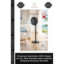 Floranova Premium Vantilatör SF01 Siyah 14 Inc 45W Çalışma Alanı Günlük Kullanım Bireysel Serinlik