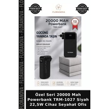 Floranova Özel Seri 20000 Mah Powerbank TRM-1027 Siyah 22,5W Cihaz Seyahat Ofis