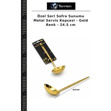 Terrien Özel Seri Sofra Sunumu Metal Servis Kepçesi - Gold Renk - 24.5 cm