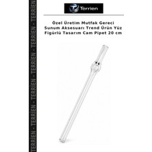 Terrien Özel Üretim Mutfak Gereci Sunum Aksesuarı Trend Ürün Yüz Figürlü Tasarım Cam Pipet 20 cm