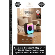 Floranova Premium Bluetooth Hoparlör GTS1867 Siyah Parti Cihazı Eğlence Aracı Kablosuz Ses