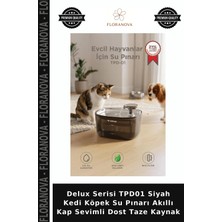 Floranova Delux Serisi TPD01 Siyah Kedi Köpek Su Pınarı Akıllı Kap Sevimli Dost Taze Kaynak