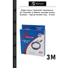 Terrien Gider Açıcı Temizlik Yardımcısı Su Tesisatı 3 Metre Lavabo Açma Sustası - Spiral Esnek Yay - 6 mm