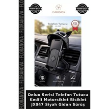 Floranova Delux Serisi Telefon Tutucu Kedili Motorsiklet Bisiklet JX047 Siyah Gidon Sürüş