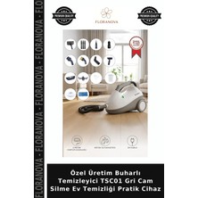 Floranova Özel Üretim Buharlı Temizleyici TSC01 Gri Cam Silme Ev Temizliği Pratik Cihaz
