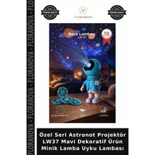 Floranova Özel Seri Astronot Projektör LW37 Mavi Dekoratif Ürün Minik Lamba Uyku Lambası