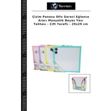 Terrien Çizim Panosu Ofis Gereci Eğlence Aracı Manyetik Beyaz Yazı Tahtası - Çift Taraflı - 29X29 cm