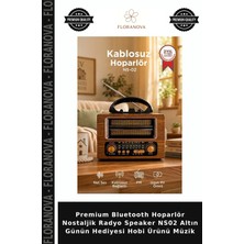 Floranova Premium Bluetooth Hoparlör Nostaljik Radyo Speaker NS02 Altın Günün Hediyesi Hobi Ürünü Müzik