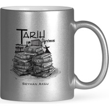 BK Gift Kişiye Özel Tarih Öğretmeni Gümüş Yaldızlı Kupa Bardak - 1