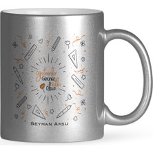 BK Gift Kişiye Özel Öğretmenler Gününüz Kutlu Olsun Gümüş Yaldızlı Kupa Bardak - 1
