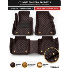 Trobus Hyundai Elantra 2021-2023 Uyumlu 8d Tek Katmanlı Havuzlu Paspas Kapitone Deri Siyah Kırmızı