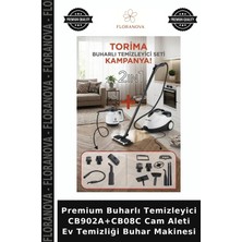 Floranova Premium Buharlı Temizleyici CB902A+CB08C Cam Aleti Ev Temizliği Buhar Makinesi