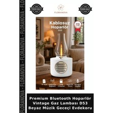 Floranova Premium Bluetooth Hoparlör Vintage Gaz Lambası D53 Beyaz Müzik Geceçi Evdekoru