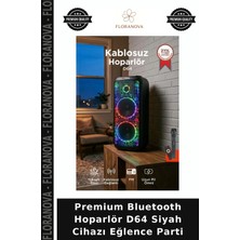 Floranova Premium Bluetooth Hoparlör D64 Siyah Cihazı Eğlence Parti